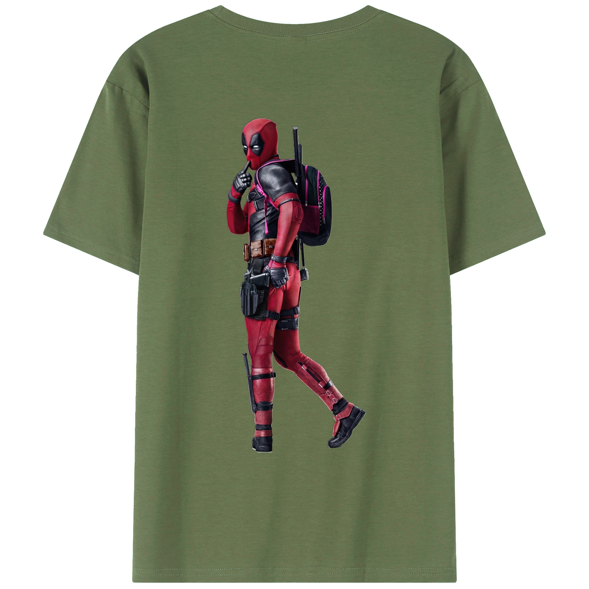 （画像用） Deadpool デッドプール 綿100％ メンズ半袖Tシャツ（バックプリント） 通気性